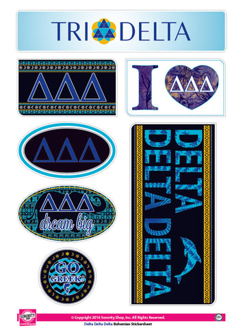 Delta Delta Delta <br> Bohemian Stickers