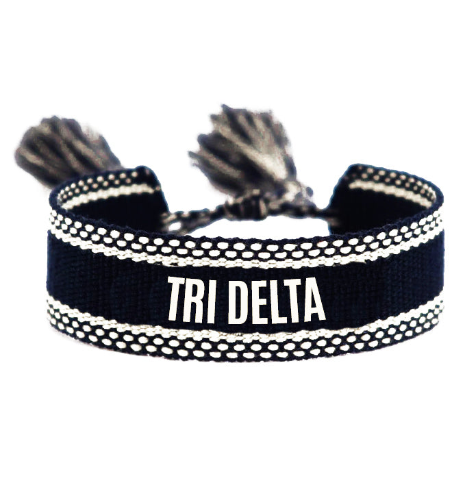 Delta Delta Delta Woven Bracelet, Black and White Design