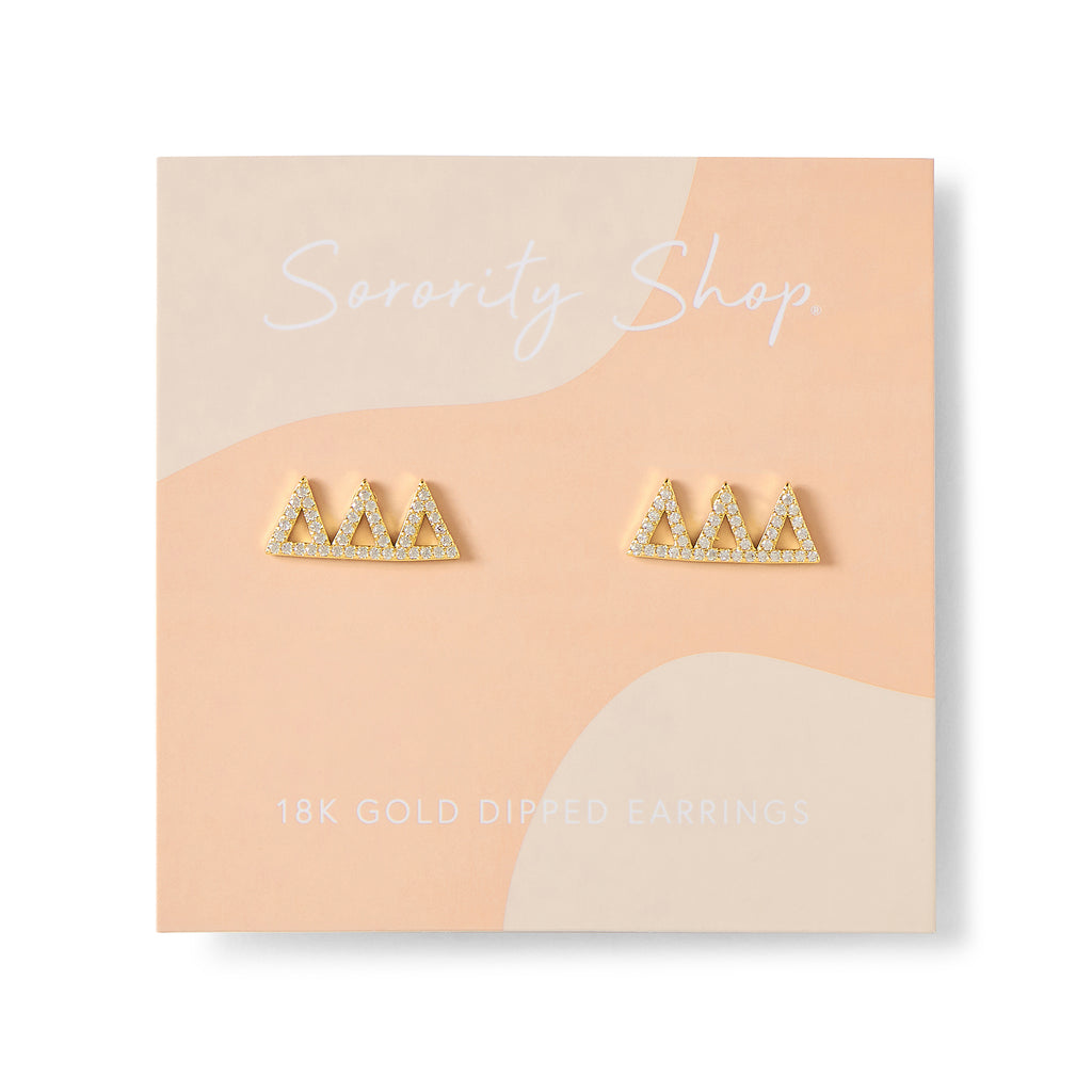 Delta Delta Delta 18k Gold Plated Stud Earrings