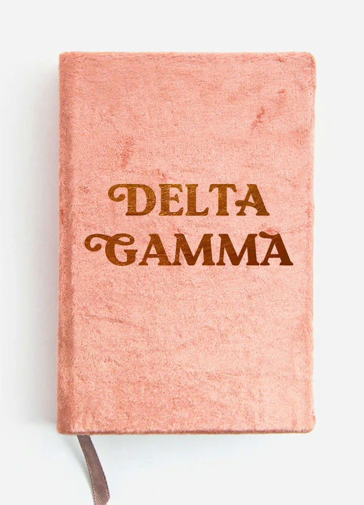 Delta Gamma Velvet Notebook with Gold Foil Imprint