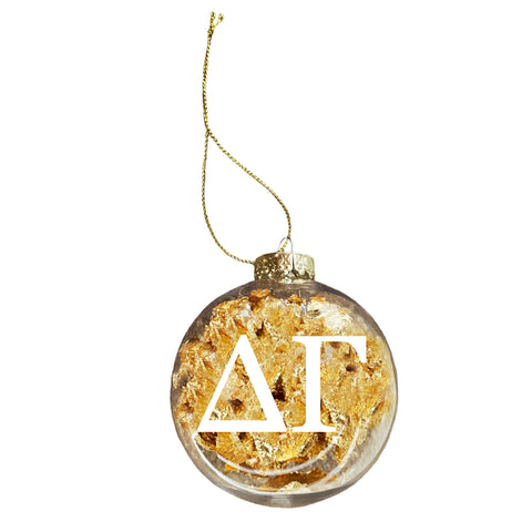 Delta Gamma Ornament - Clear Plastic Ball Ornament with Gold Foil