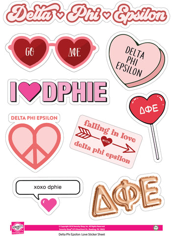 Delta Phi Epsilon- Sticker Sheet- Love Theme