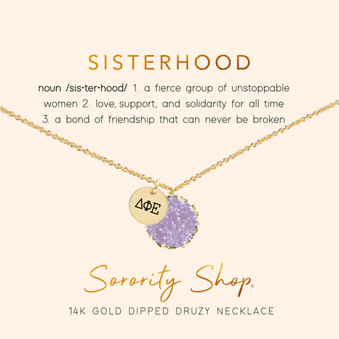 Delta Phi Epsilon Sisterhood Druzy Necklace