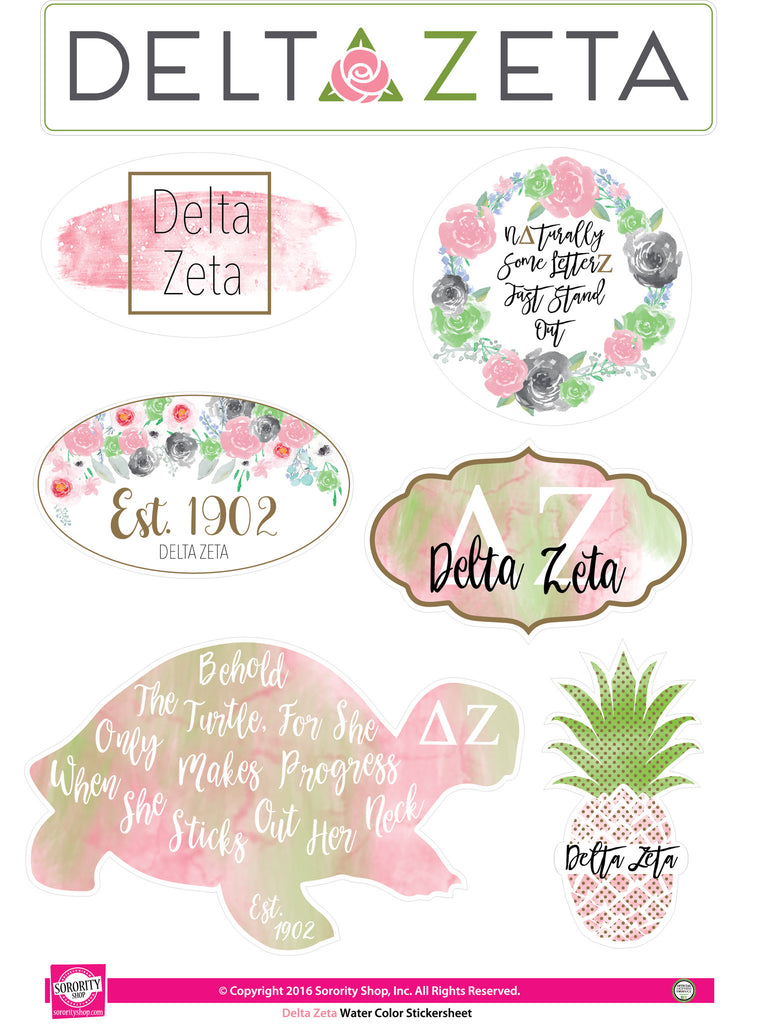 Delta Zeta Water Color stickers