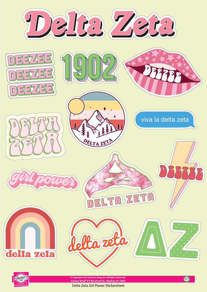 Delta Zeta Girl Power Sticker Sheet