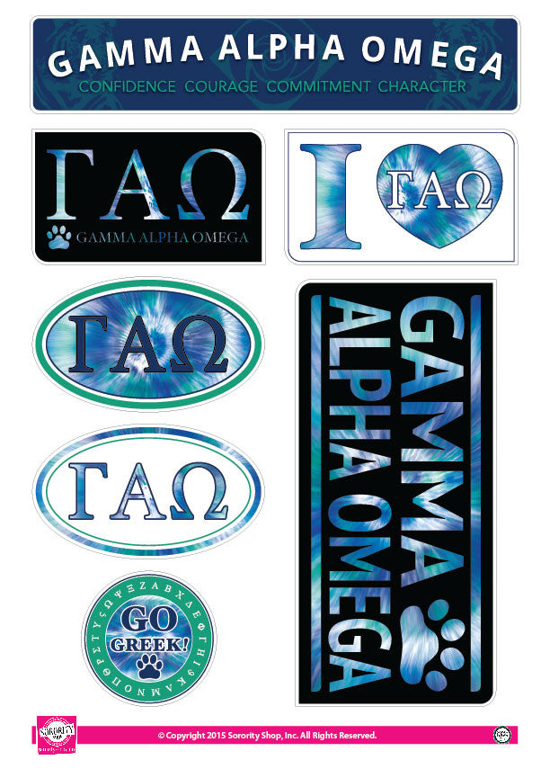 Gamma Alpha Omega <br> Tie Dye Stickers