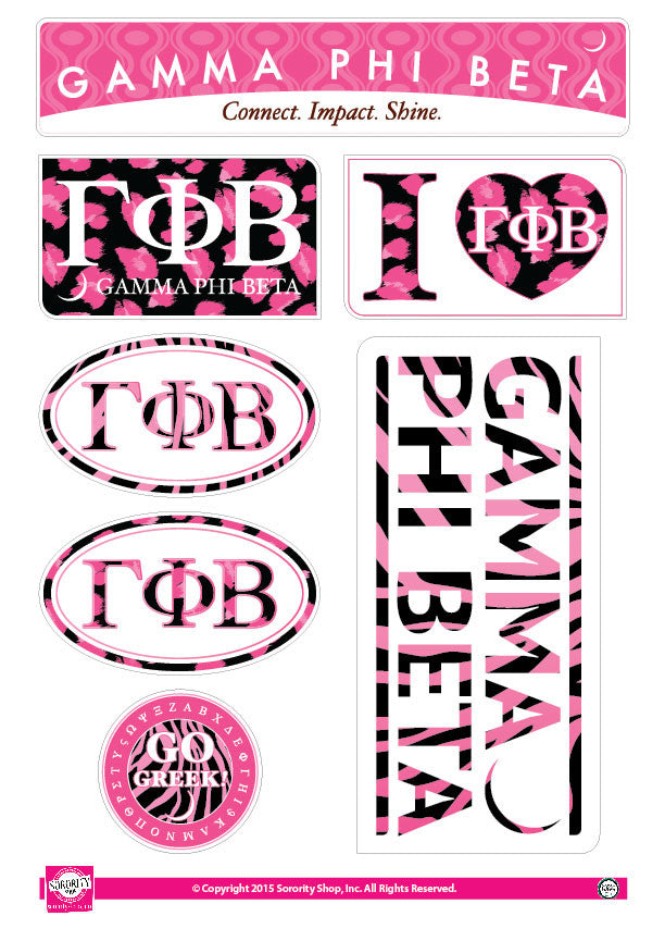 Gamma Phi Beta <br> Animal Print Stickers