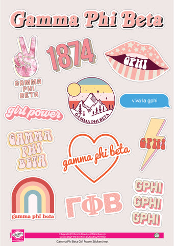 Gamma Phi Beta Girl Power Sticker Sheet