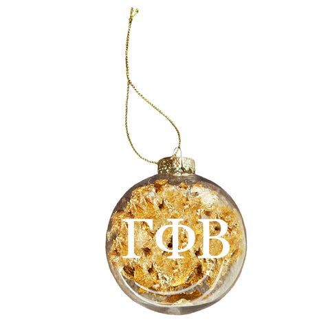 Gamma Phi Beta Ornament - Clear Plastic Ball Ornament with Gold Foil
