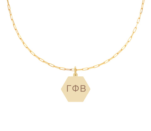 Gamma Phi Beta Paperclip Necklace with GPB Sorority Pendant