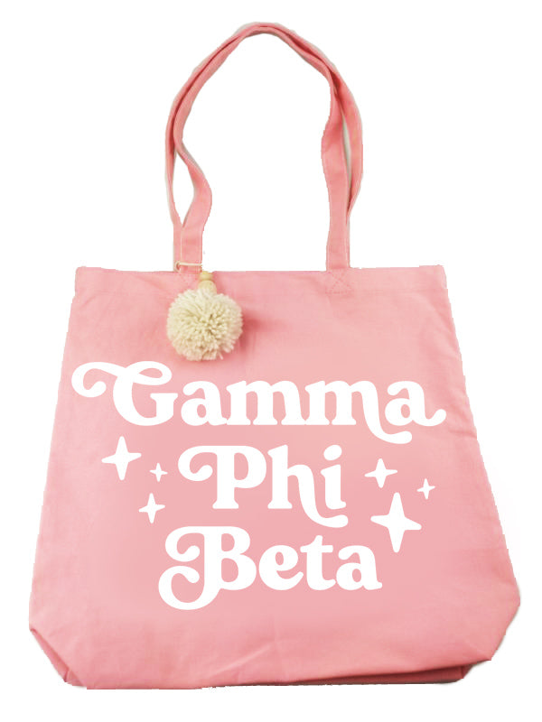 Gamma Phi Beta Retro Pom Pom Tote Bag