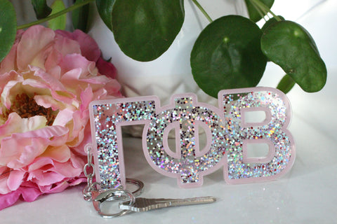 Gamma Phi Beta Glitter Sorority Keychain