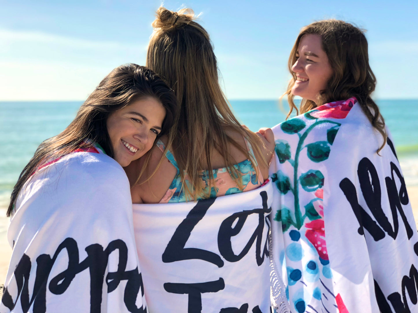 Alpha Omicron Pi Floral Fringe Towel Blanket