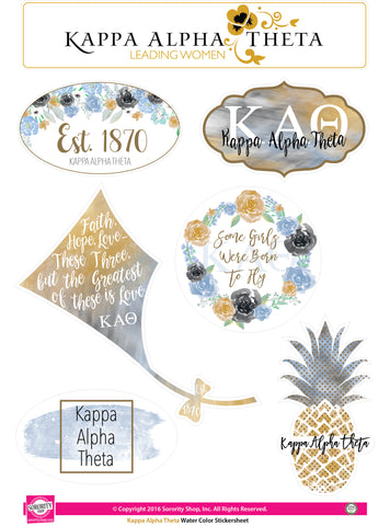 Kappa Alpha Theta Water Color stickers
