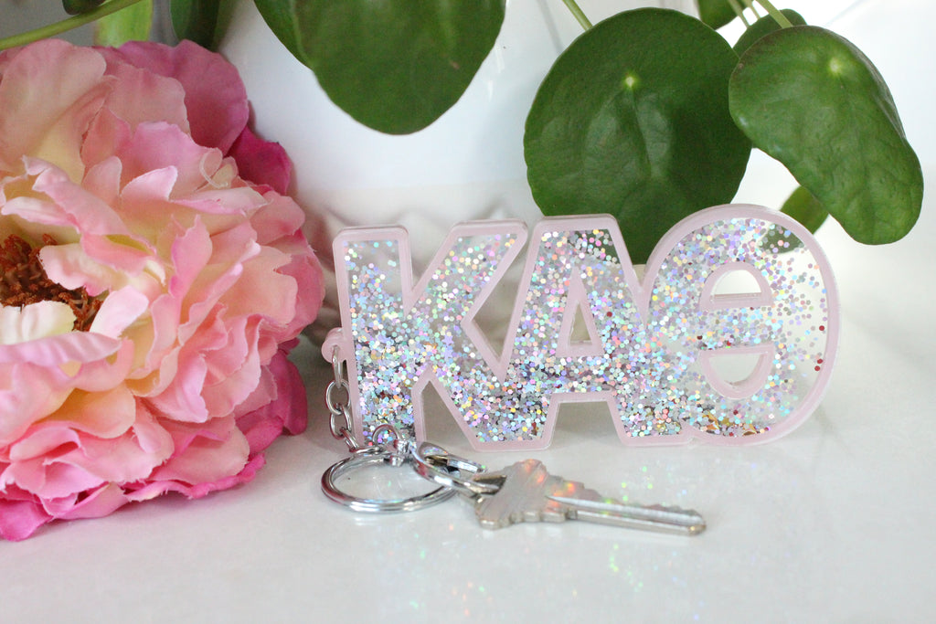 Kappa Alpha Theta Glitter Sorority Keychain