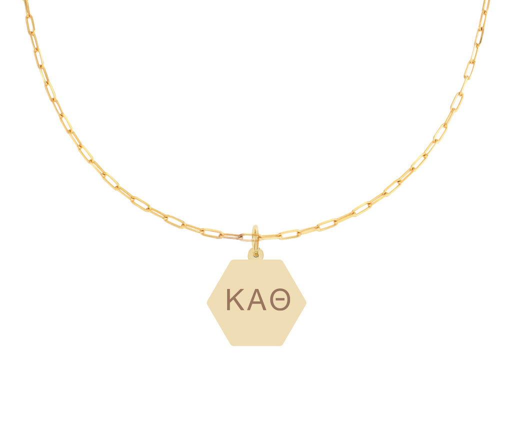 Kappa Alpha Theta Paperclip Necklace with KAT Sorority Pendant