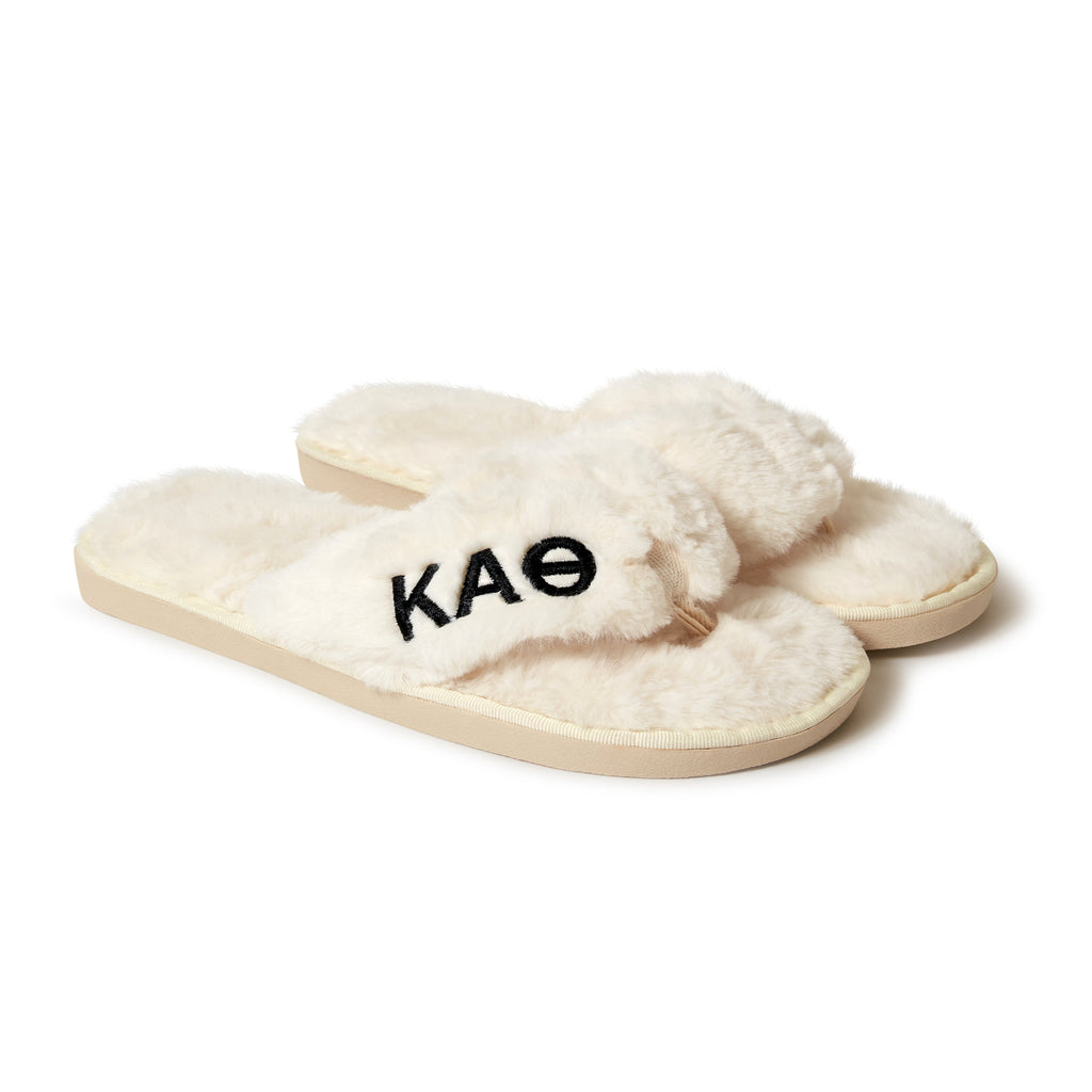 Kappa Alpha Theta - Furry Slippers Women - With KAT Embroidery Logo