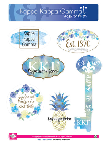 Kappa Kappa Gamma Water Color stickers