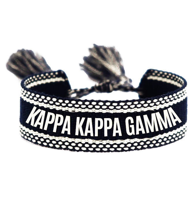 Kappa Kappa Gamma Woven Bracelet, Black and White Design