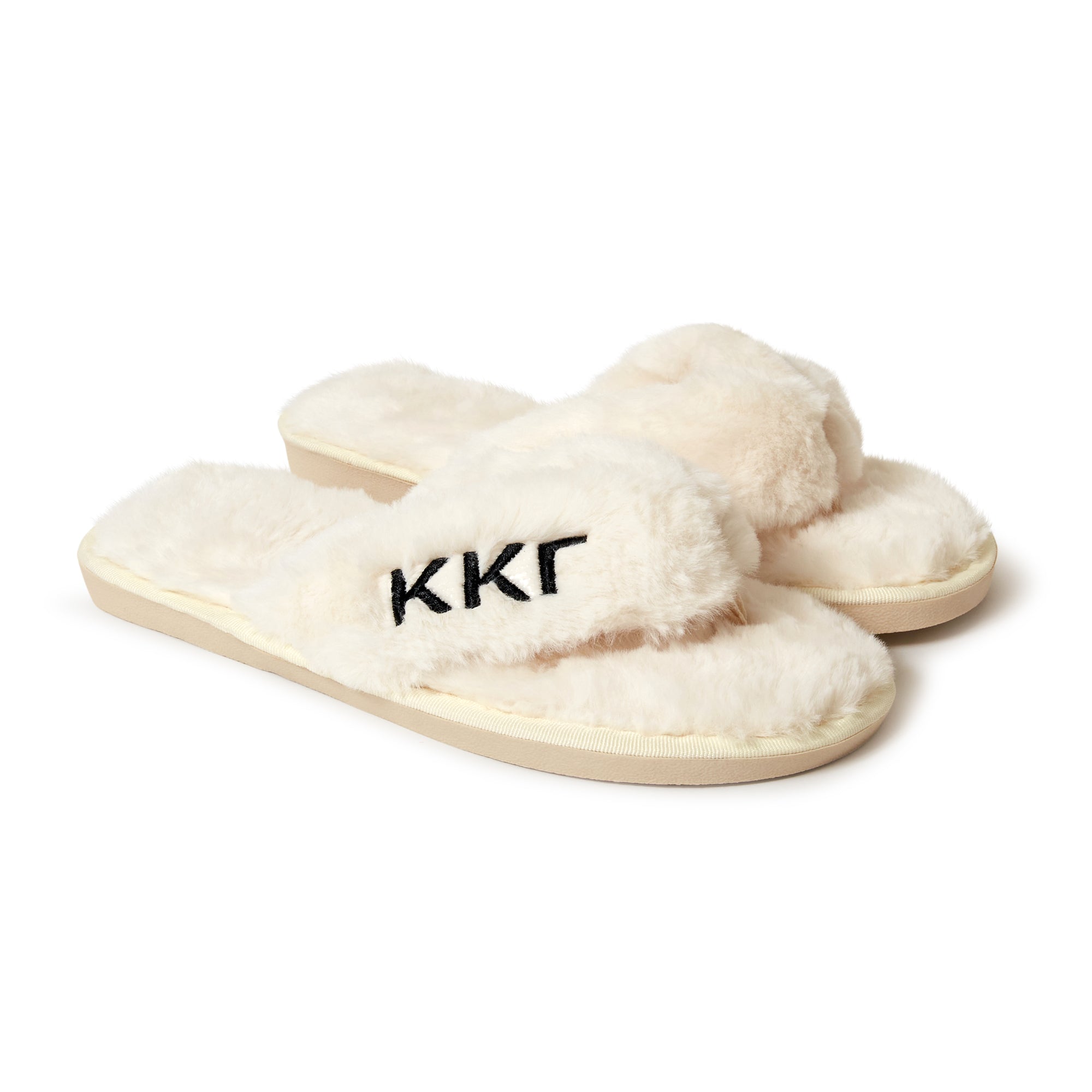 Kappa Kappa Gamma - Furry Slippers Women - with KKG Embroidery Logo Large