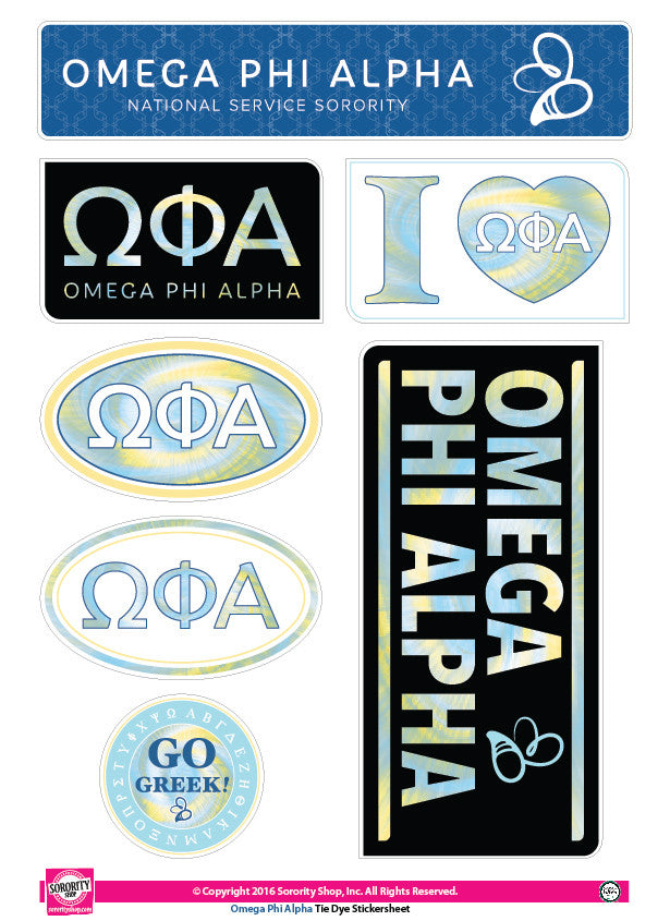 Omega Phi Alpha <br>Tie Dye Stickers