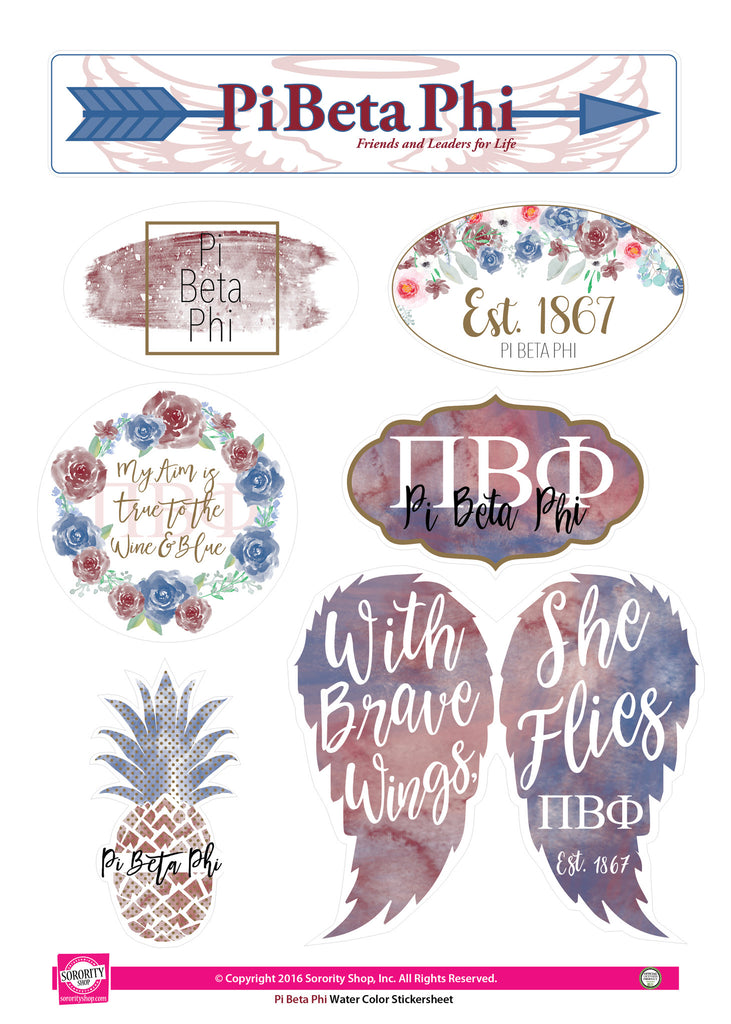 Pi Beta Phi Water Color stickers