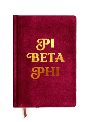 Pi Beta Phi Velvet Notebook with Gold Foil Imprint