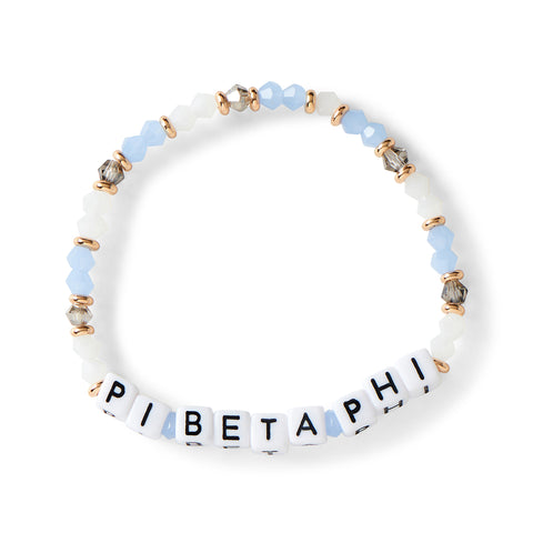 Pi Beta Phi Bracelet With Glass Beads and 18K Gold Accent Beads
