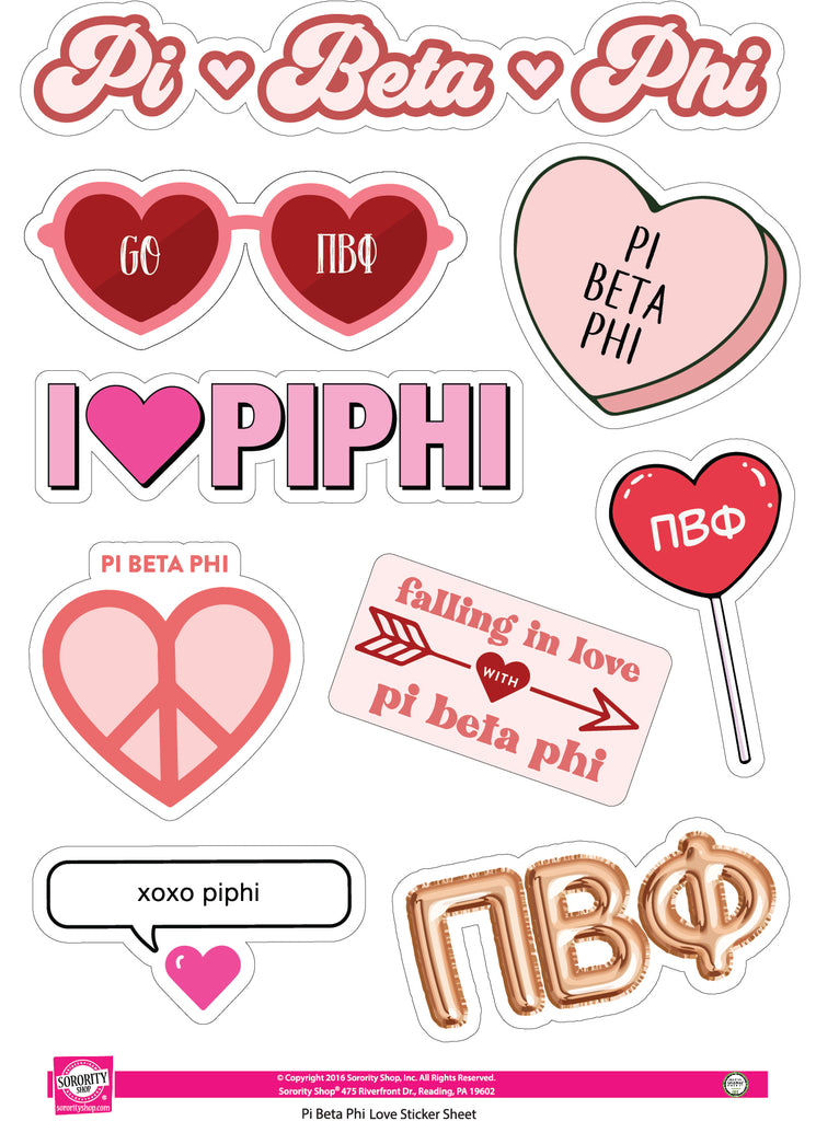 Pi Beta Phi- Sticker Sheet- Love Theme