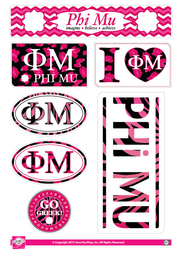 Phi Mu <br> Animal Print Stickers