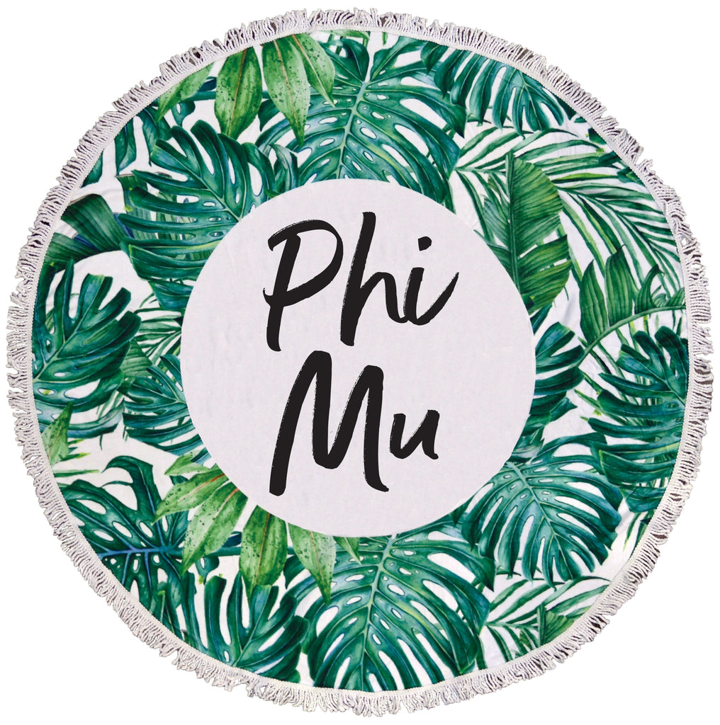 Phi Mu Palm Leaf Fringe Towel Blanket