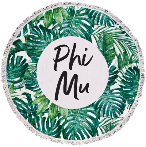 Phi Mu Palm Leaf Fringe Towel Blanket