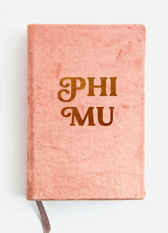 Phi Mu Velvet Notebook with Gold Foil Imprint