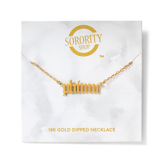 Phi Mu Old English Style Sorority Necklace