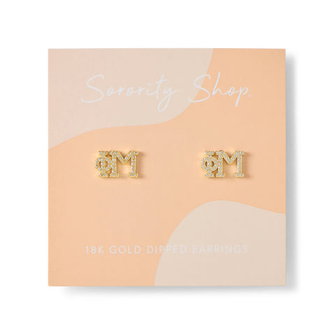 Phi Mu 18k Gold Plated Stud Earrings