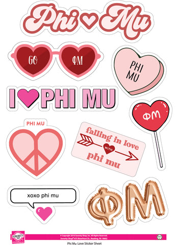 Phi Mu- Sticker Sheet- Love Theme