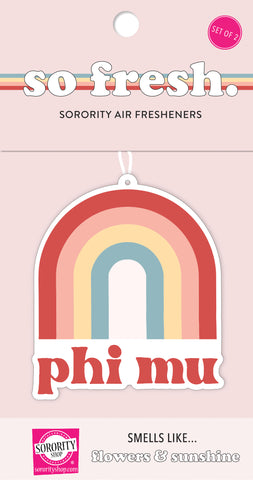 Phi Mu Rainbow Retro Air Freshener - Flowers & Sunshine Scent