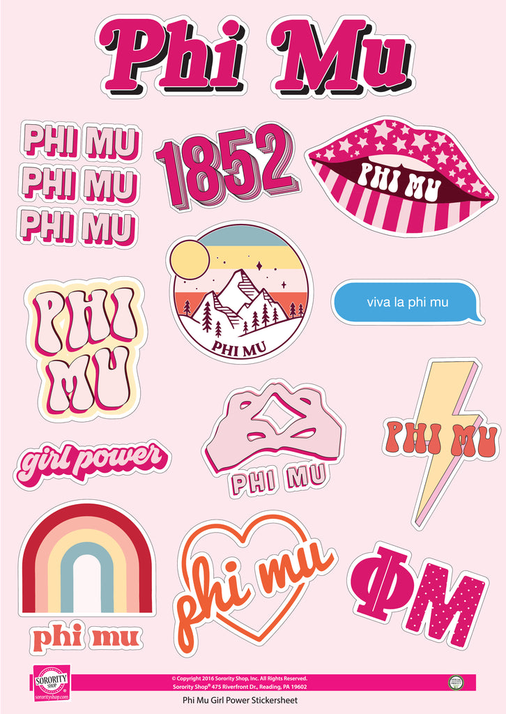Phi Mu Girl Power Sticker Sheet