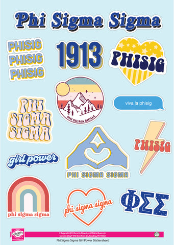 Phi Sigma Sigma Girl Power Sticker Sheet
