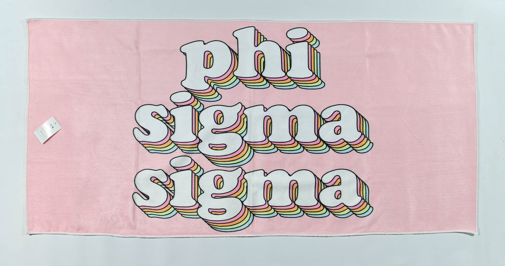 Phi Sigma Sigma Plush Retro Beach Towel