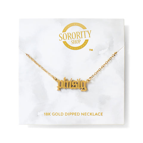 Phi Sigma Sigma Old English Style Sorority Necklace