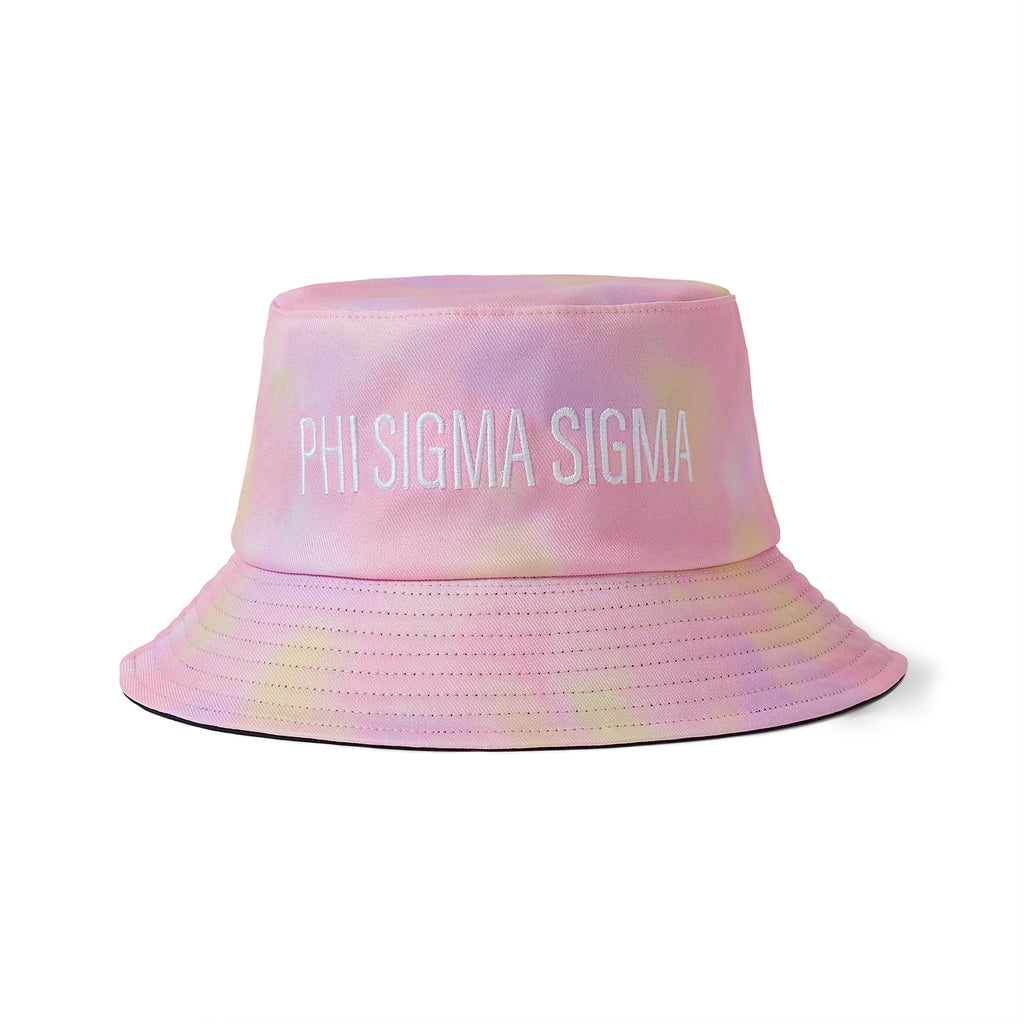Phi Sigma Sigma Bucket Hat - Tie Dye Bucket Hat - Embroidered Logo