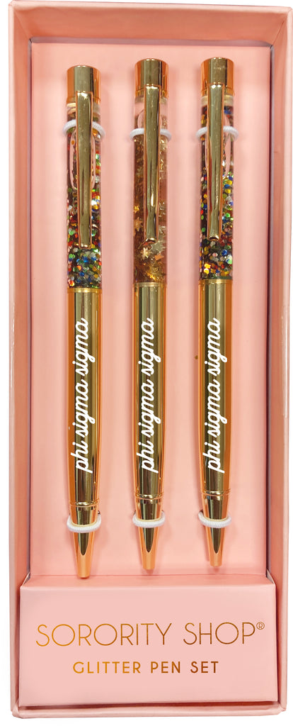 Phi Sigma Sigma Glitter Pens (Set of 3)