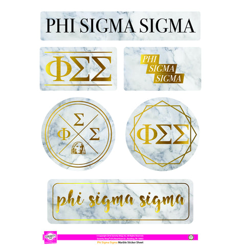 Phi Sigma Sigma Marble Sticker Sheet