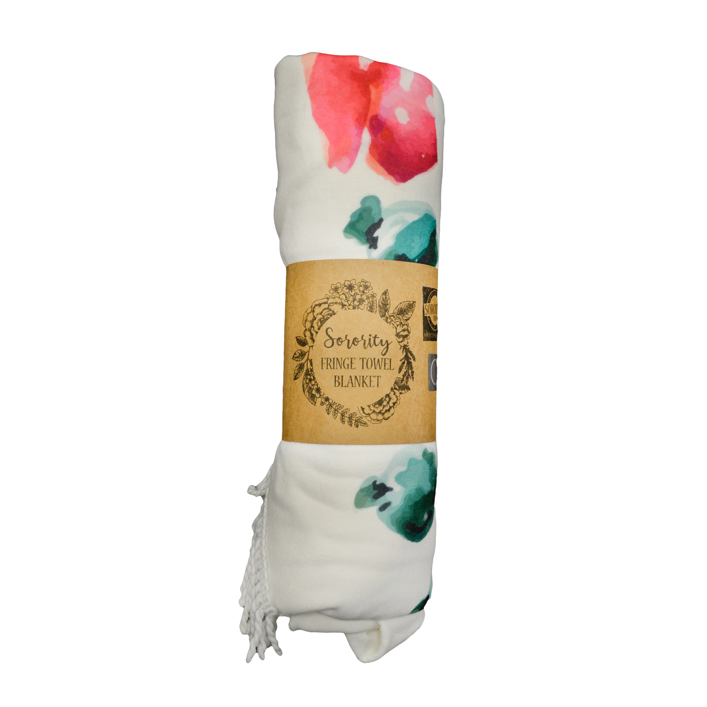 Alpha Omicron Pi Floral Fringe Towel Blanket