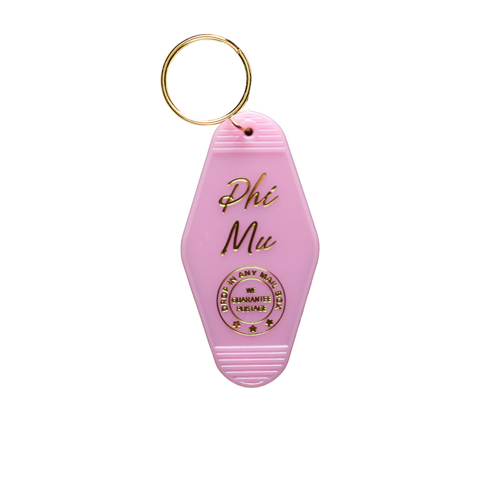 Phi Mu Vintage Motel Keychain