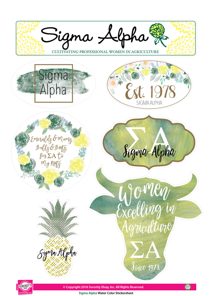 Sigma Alpha Water Color stickers