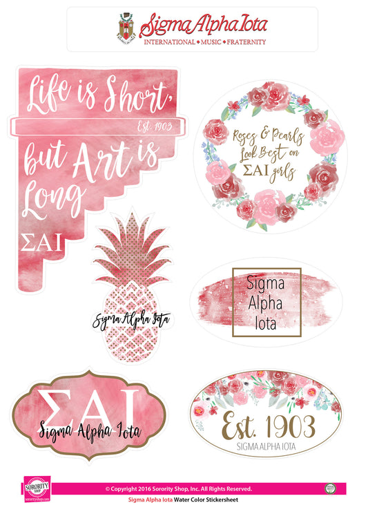 Sigma Alpha Iota Water Color stickers