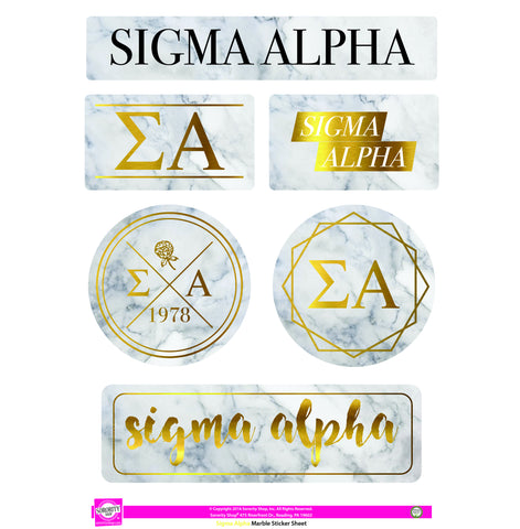 Sigma Alpha Marble Sticker Sheet