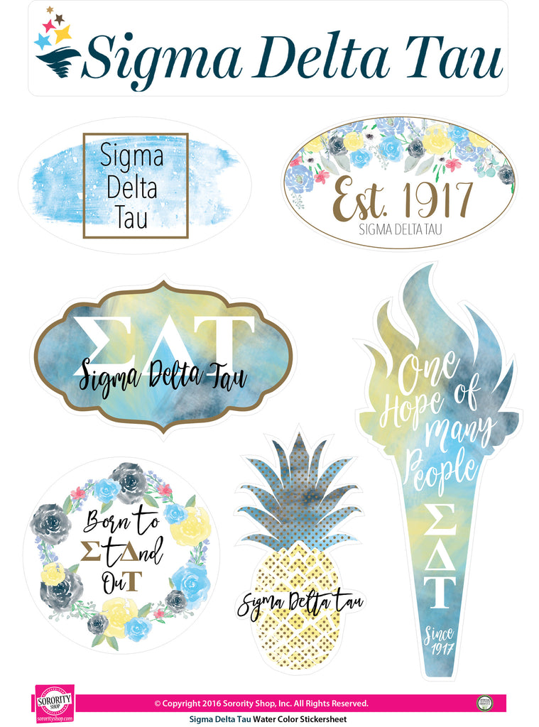 Sigma Delta Tau Water Color stickers